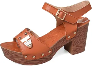 Women's Summer High Heel Sandals Comfortable Open Toe Dressy Slip On Shoes For Casual Vacation Work Date Outfits