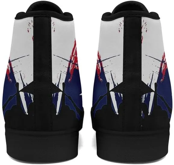 Women's USA Flag Sneaker Fashion Men's Patriotic Canvas High Top Casual Shoes Unisex Breathable Trendy College Preppy Shoes