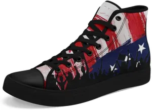 Women's USA Flag Sneaker Fashion Men's Patriotic Canvas High Top Casual Shoes Unisex Breathable Trendy College Preppy Shoes