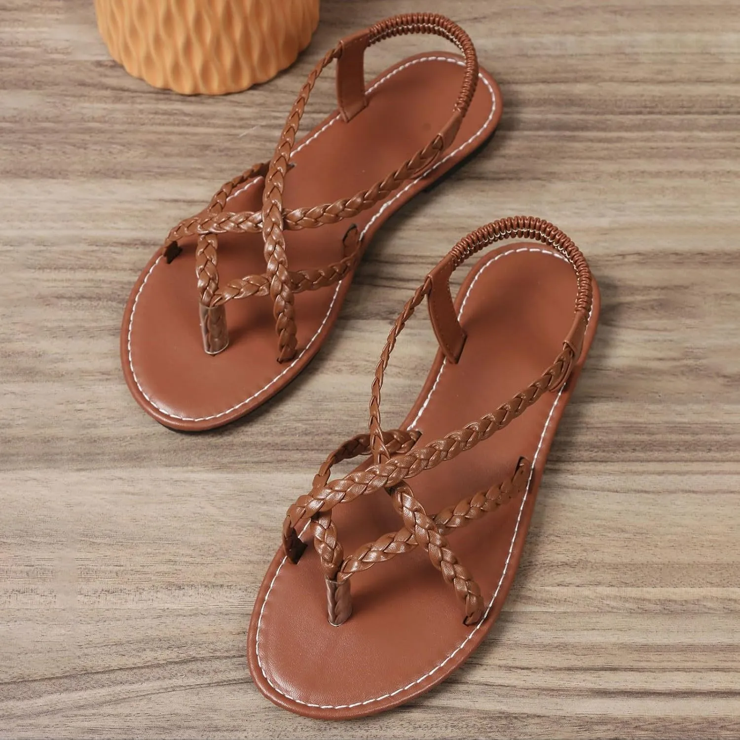 Women's Vacation Beach Strappy Beach Shoes Sandals Flat Shoes Dressy Flip Flops Women Gold Sandals For Women