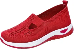 Women's Woven Orthopedic Breathable Soft Shoes Running Shoes for Women Loafers Casual Shoes Slip On Casual Sneakers White Tennis Shoe Cross Trainer Shoe