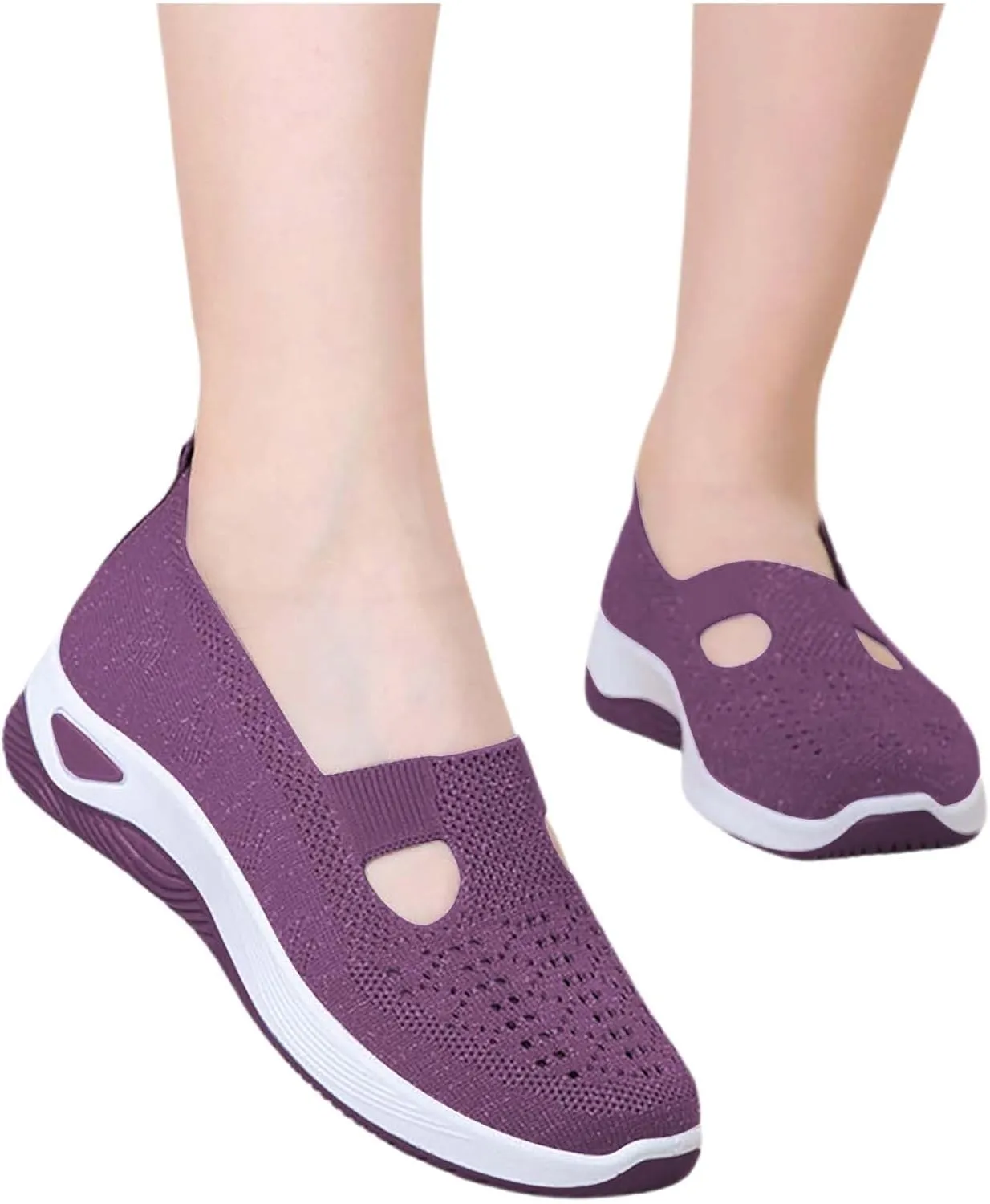 Women's Woven Orthopedic Breathable Soft Shoes Womens Tennis Shoes Lightweight Women's Casual Shoes Platform Sneakers White Tennis Shoe Cross Trainer Shoe