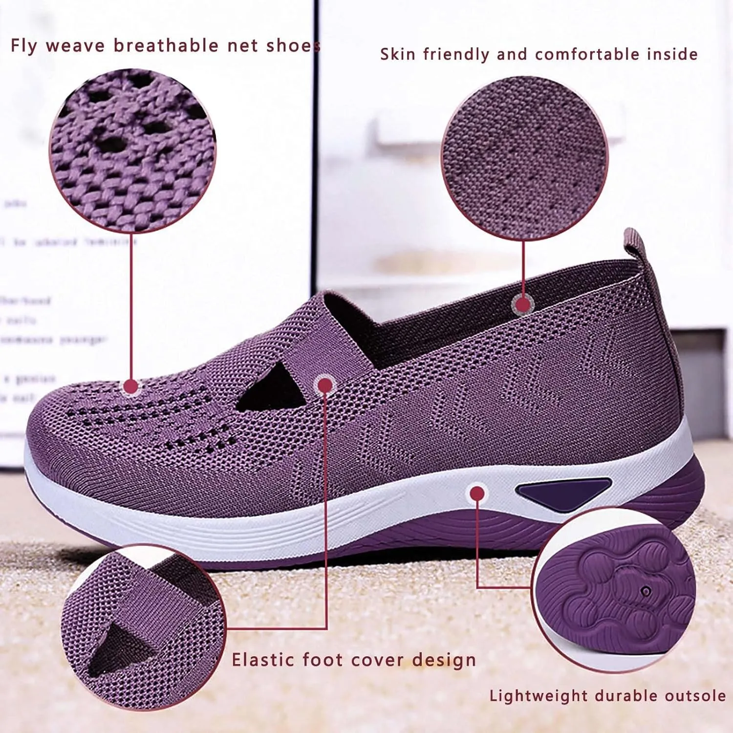 Women's Woven Orthopedic Breathable Soft Shoes Womens Tennis Shoes Lightweight Women's Casual Shoes Platform Sneakers White Tennis Shoe Cross Trainer Shoe