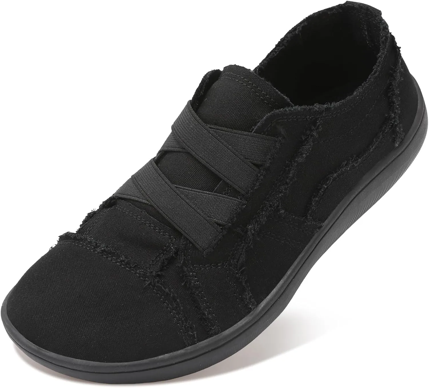 XIHALOOK Women's Canvas Slip-on Shoes Casual Walking Sneakers Wide Toe Barefoot Zero Drop Minimalist Loafer