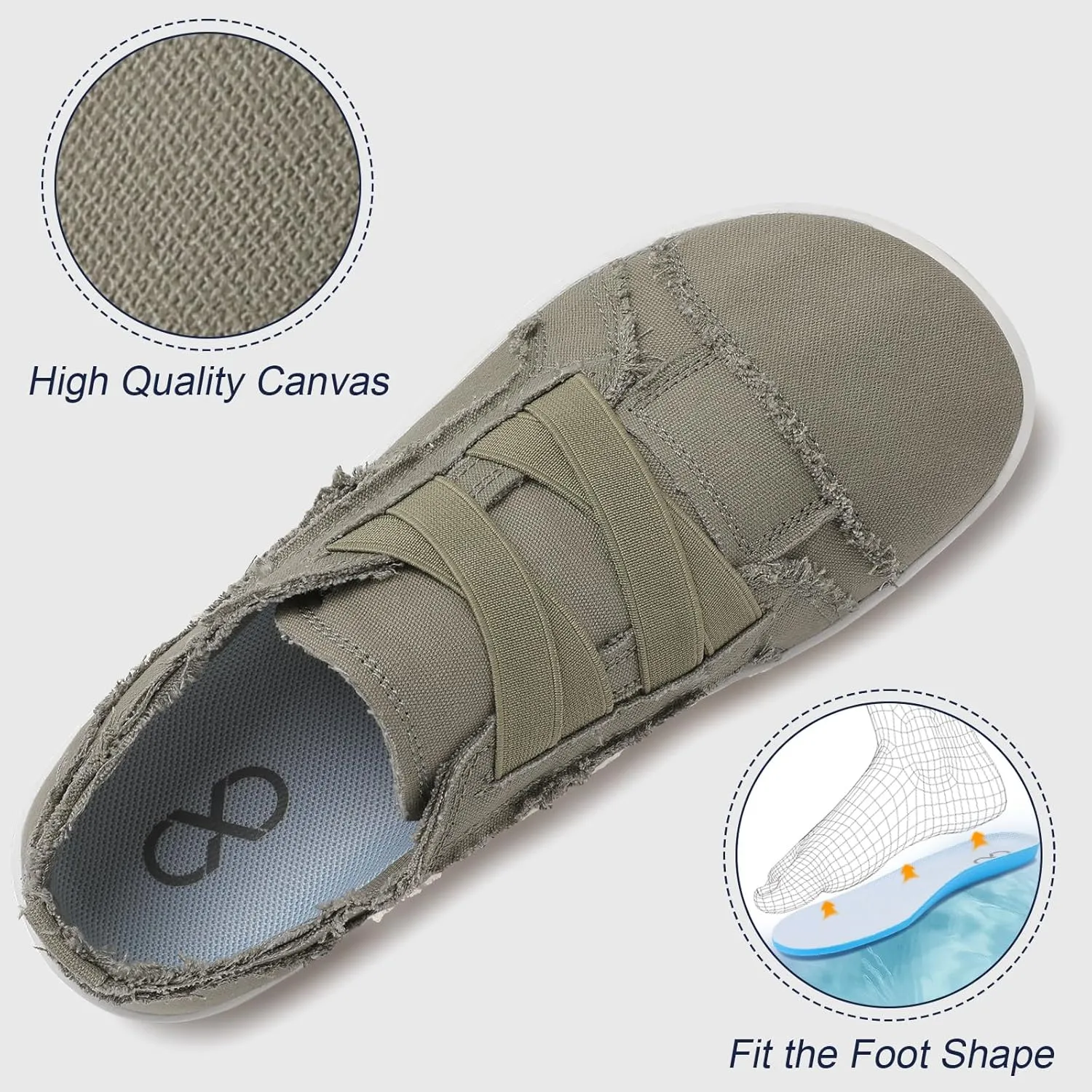 XIHALOOK Women's Canvas Slip-on Shoes Casual Walking Sneakers Wide Toe Barefoot Zero Drop Minimalist Loafer