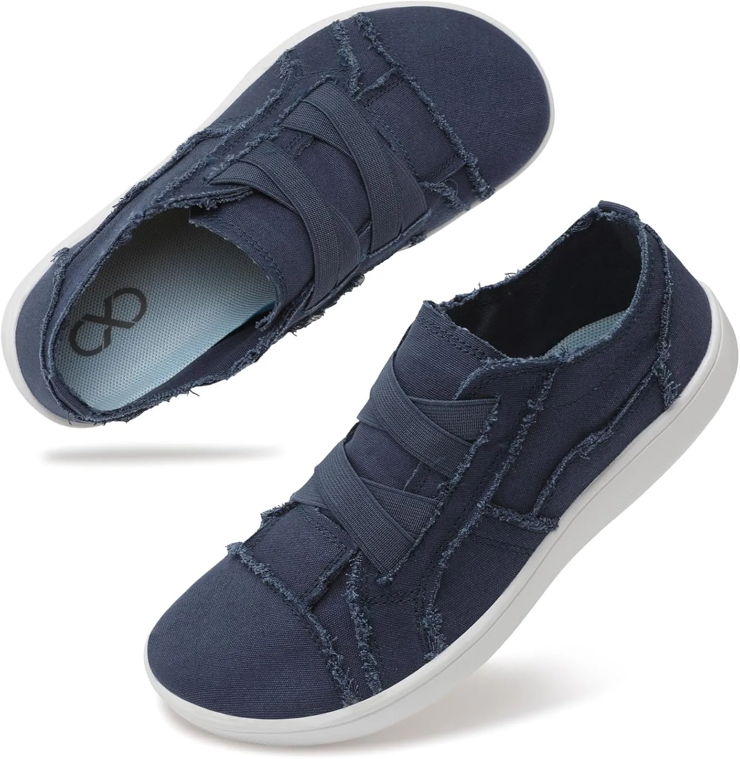 XIHALOOK Women's Canvas Slip-on Shoes Casual Walking Sneakers Wide Toe Barefoot Zero Drop Minimalist Loafer