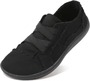 XIHALOOK Women's Canvas Slip-on Shoes Casual Walking Sneakers Wide Toe Barefoot Zero Drop Minimalist Loafer