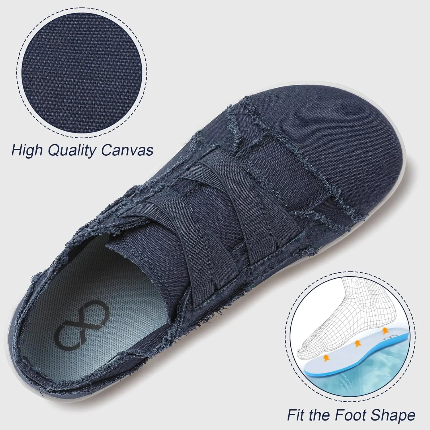 XIHALOOK Women's Canvas Slip-on Shoes Casual Walking Sneakers Wide Toe Barefoot Zero Drop Minimalist Loafer