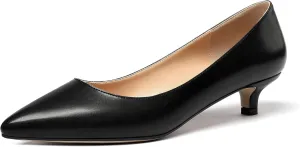 YODEKS Women's Kitten Heel Pumps Pointed Toe Low Heels Slip On Fashion Dress Shoes 1.5 Inch
