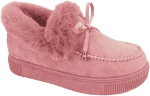 ZBYY Women's Winter Flat Boots Warm Durable Shoes Fur Lining Ankle Snow Boots Flats Platform Thick Plush Walking Loafer