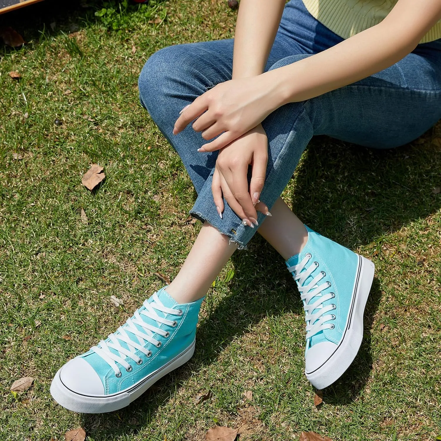 ZGR Womens High Top Canvas Sneakers,Lace-up Canvas Shoes,Casual Tennis Walking Shoes