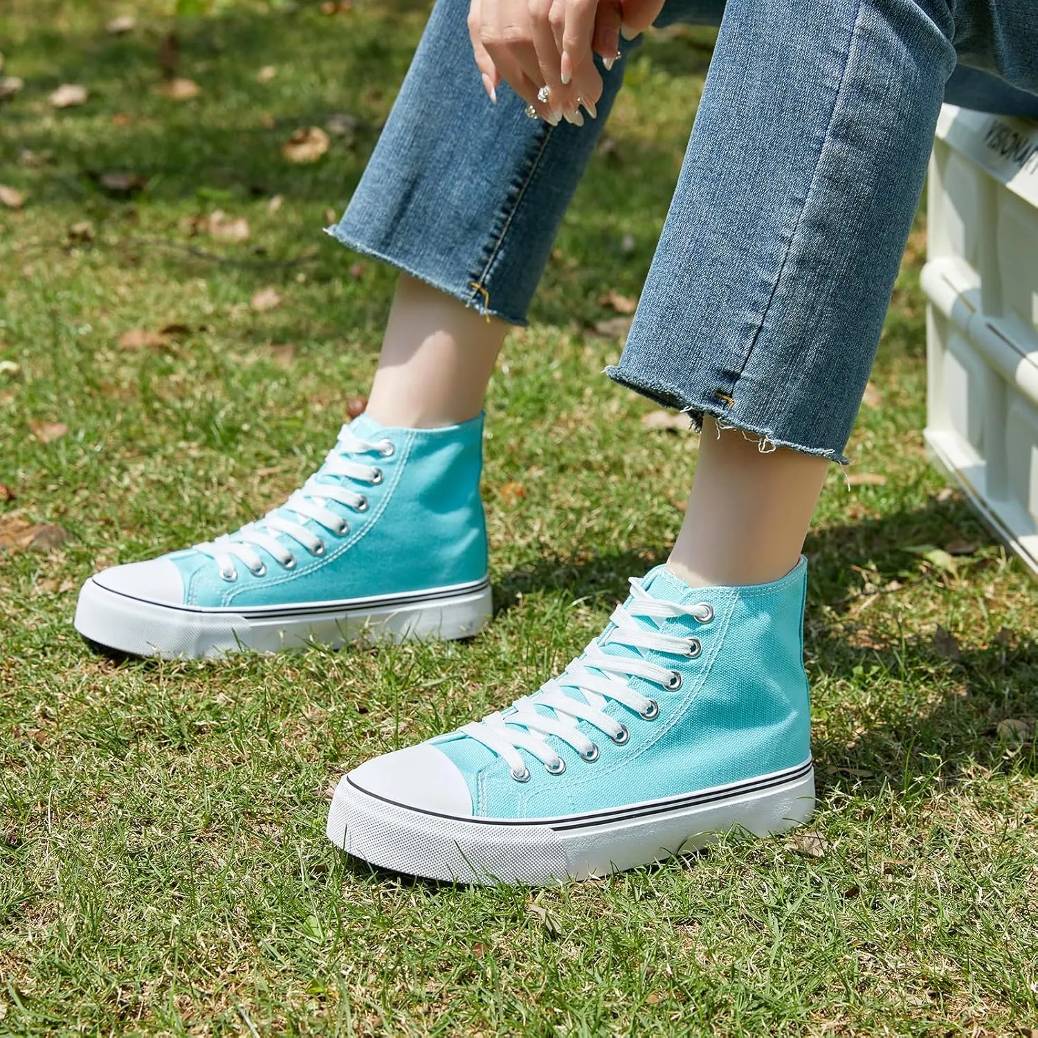 ZGR Womens High Top Canvas Sneakers,Lace-up Canvas Shoes,Casual Tennis Walking Shoes