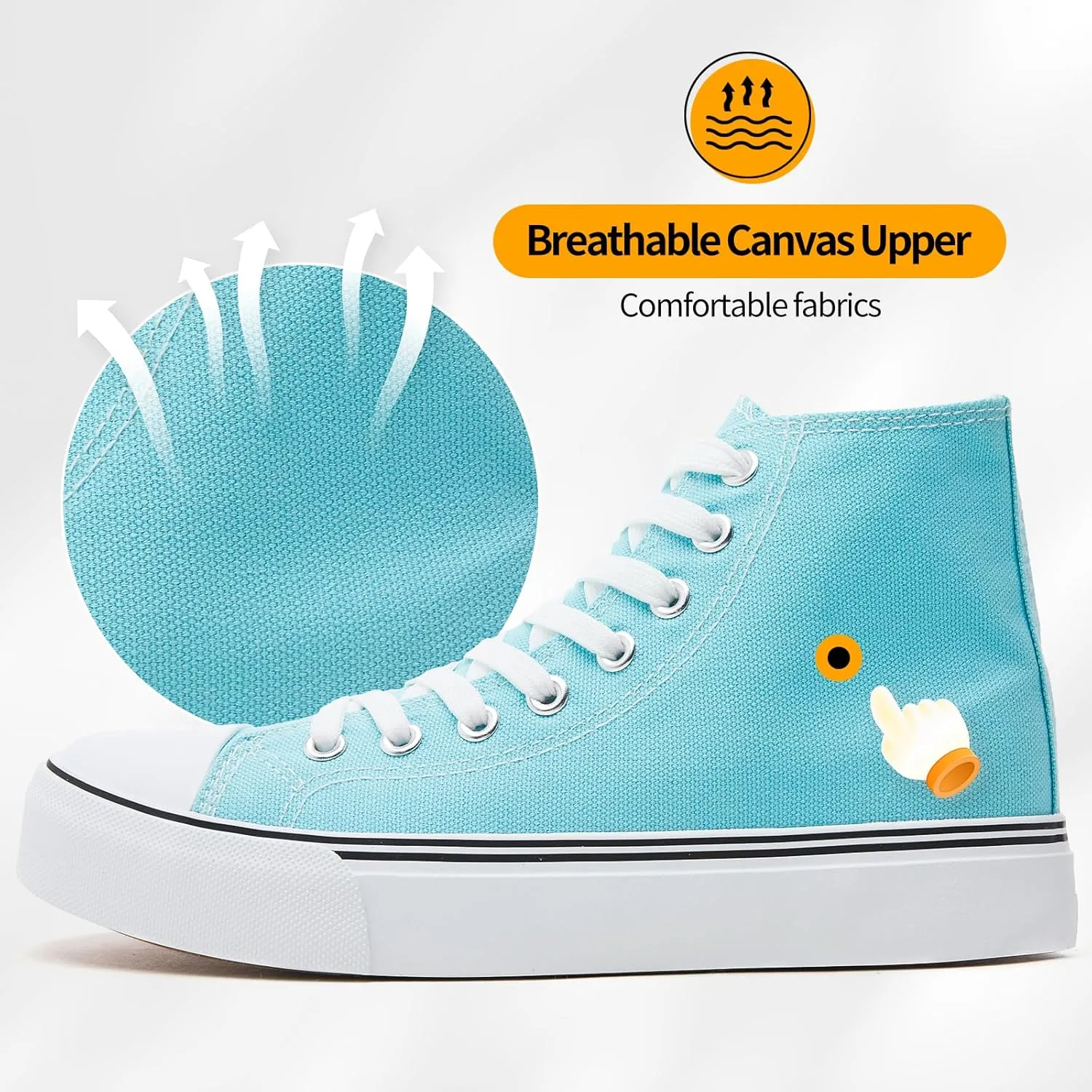 ZGR Womens High Top Canvas Sneakers,Lace-up Canvas Shoes,Casual Tennis Walking Shoes