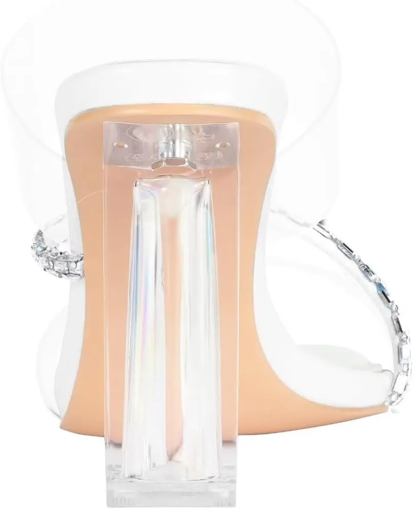 ZriEy Clear Block Sandals Chunky Heels for Women 3.74 Inch High Heels Open Toe Weddings Parties Daily Wear Pump Sandals